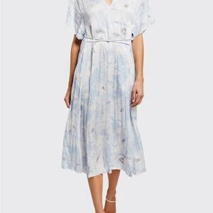 Vince Painted Magnolia V-Neck Midi Dress